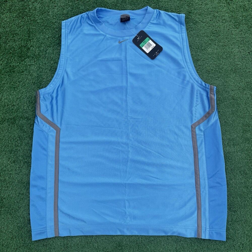 NOS Nike Sleeveless Shirt Mens XL Y2K Blue Dri Fit Tank Athletic NWT Basketball